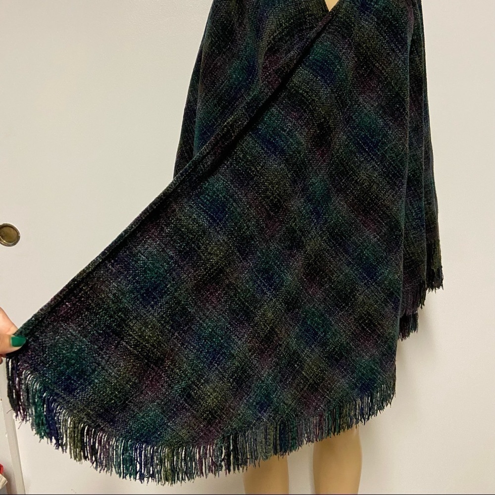 BLARNEY WOOLLEN MILLS plaid open front Cape O/S - Picture 5 of 8